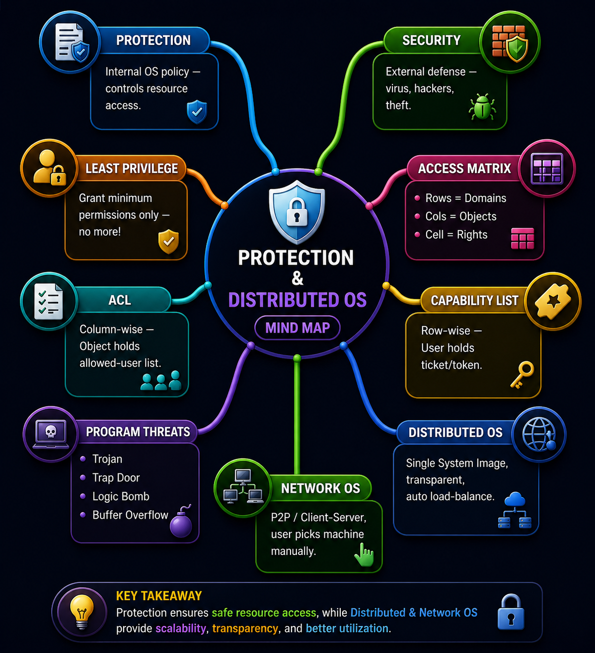 Protection & Distributed OS Mind Map